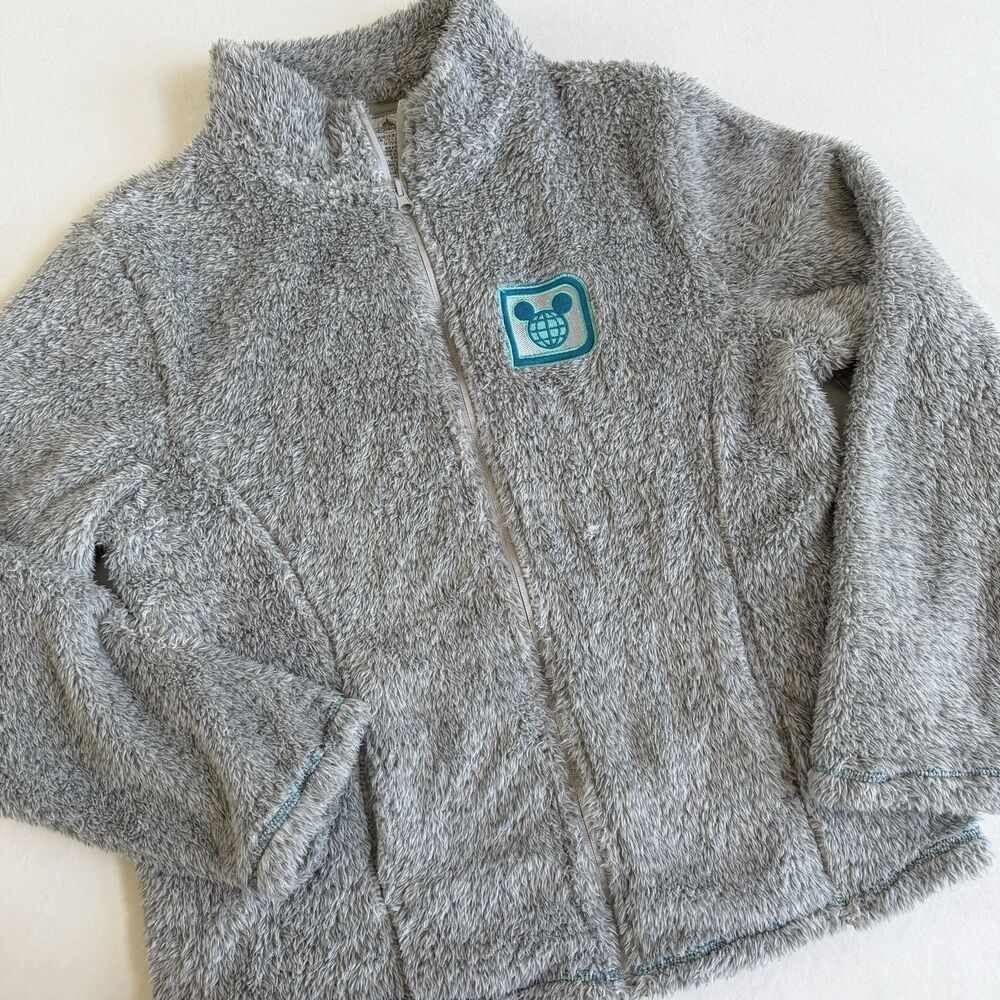 Disney Parks World Fleece Jacket XL Full Zip Parks Plush Soft Embroidered